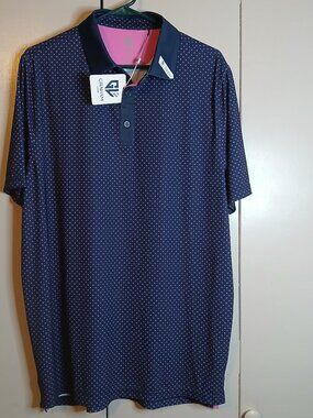 Graham Luxe Performance Men's Large Blue Golf Polo Shirt (0829E23)